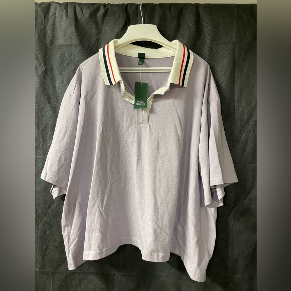 Wild Fable white collar 1/4 button shirt